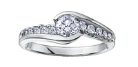 0.75 ct T.W Canadian Diamond Bypass Engagement Ring 18KPD White Gold