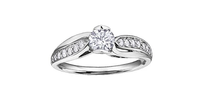 0.64 ct T.W - Canadian Diamond Free-Form Engagement Ring 14K White Gold