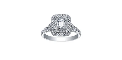 1.20 ct T.W Canadian Diamond Double Halo Cushion Frame Engagement Ring 18KPD White Gold