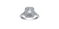 1.20 ct T.W Canadian Diamond Double Halo Cushion Frame Engagement Ring 18KPD White Gold