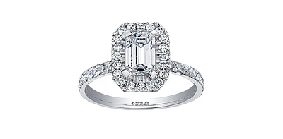 1.20 ct T.W White Gold Diamond Octagonal Frame Halo Engagement Ring 18KPD