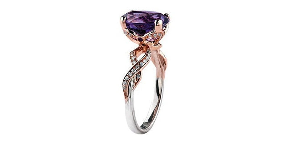 Amethyst 0.22 ct T.W Diamond Infinity Shank White & Rose Gold Ring