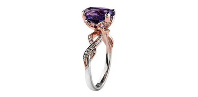 Amethyst 0.22 ct T.W Diamond Infinity Shank White & Rose Gold Ring