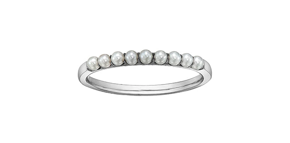 Pearl White Gold Ring Stack