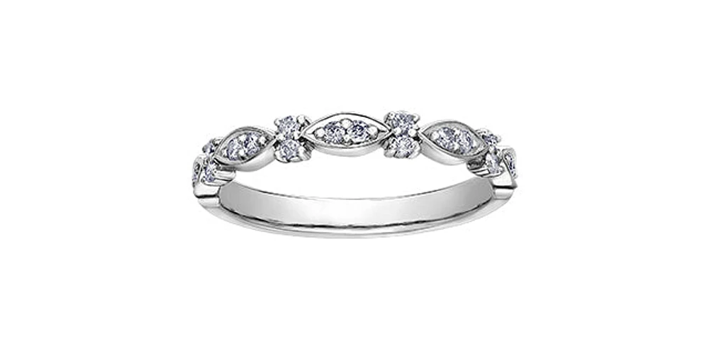 0.18 ct T.W. Maquise Shape Frame White Gold Ladies Band