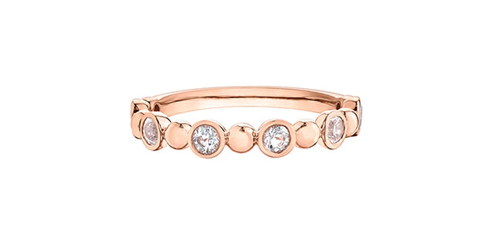 White Topaz Rose Gold Alternating Ring Stack