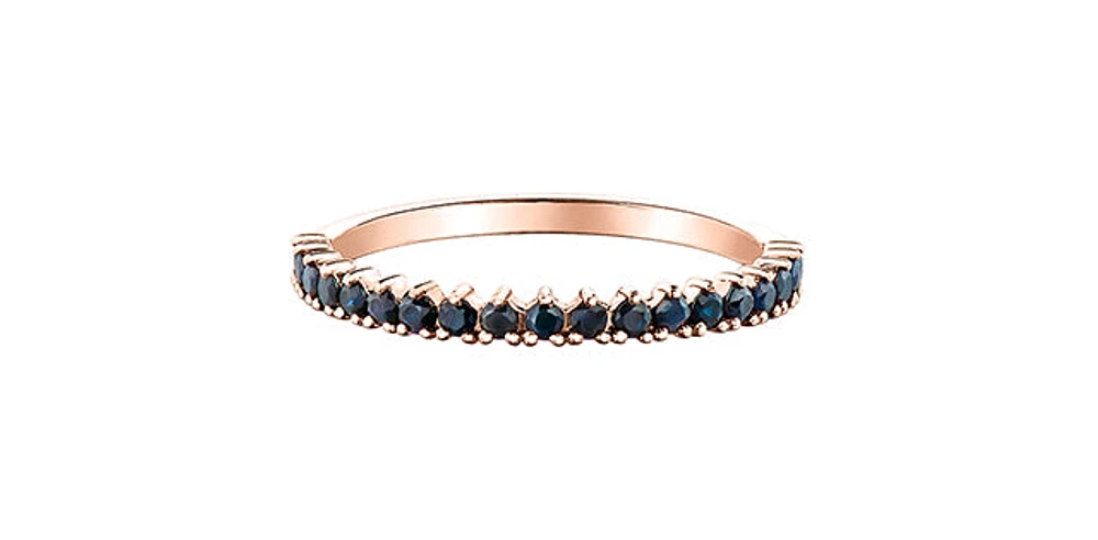 Black Sapphire Rose Gold Ring Stack