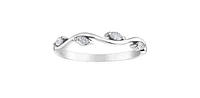 0.14 ct T.W. Wavy Leaf 14K White Gold Ladies Band