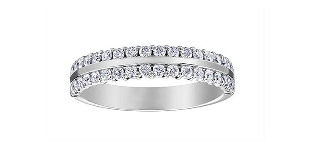 0.50 ct T.W.10K White Gold Diamond Double Row Anniversary Band