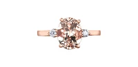 Morganite 0.08 ct T.W Canadian Diamond 3-Stones Rose Gold Ring