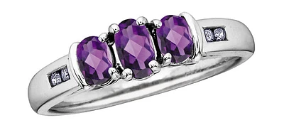 February 3 -Stones Amethyst 0.06 ct T.W Diamond White Gold Ring