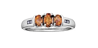 November 3-Stones Citrine 0.06 ct T.W Diamond White Gold Ring