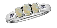 October 3-Stones Opal 0.06 ct T.W Diamond White Gold Ring