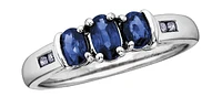 September 3-Stones Sapphire 0.06 ct T.W Diamond White Gold Ring