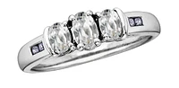 April 3-Stones White Topaz 0.06 ct T.W Diamond Gold Ring