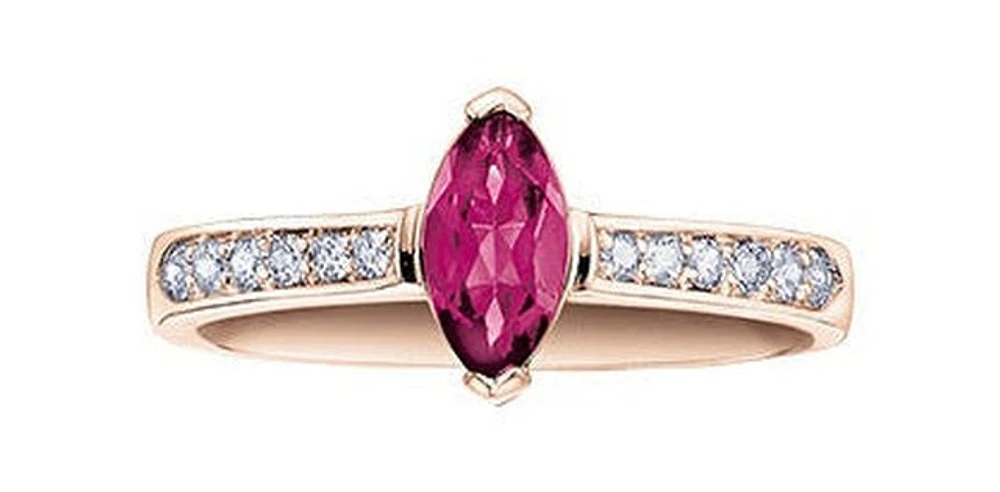 Marquise Pink Tourmaline 0.14 ct T.W Diamond Rose Gold Ring