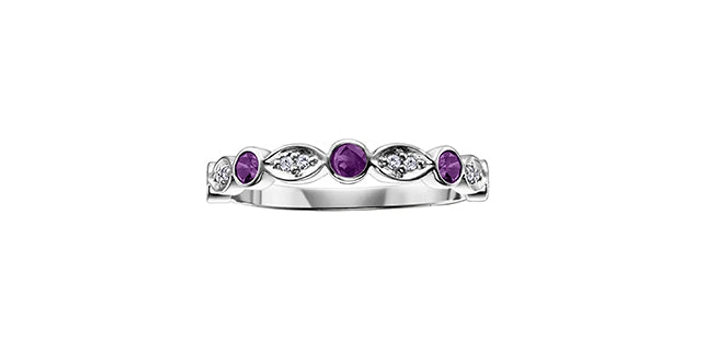 Amethyst & Diamond White Gold Ring Stack