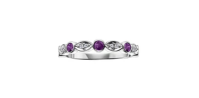 Amethyst & Diamond White Gold Ring Stack