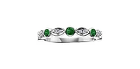 Emerald 0.04 ct T.W Diamond Alternating White Gold Band