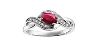 Ruby 0.09 ct T.W Diamond Frame Split Shank White Gold Ring