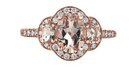 Morganite 0.21 ct T.W Diamond 3-Stones Rose Gold Ring