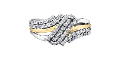 0.50 ct T.W. Diamond Slant Two Tone Gold Dinner Ring