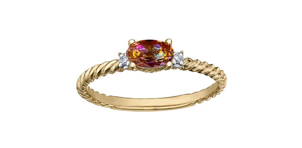 Sunrise Topaz & Diamond Yellow Gold Ring Stack