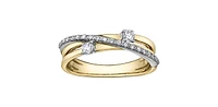 0.25 ct T.W. Split Two Tone Gold Ladies Statement Ring