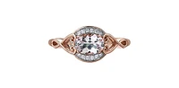 Morganite 0.05 ct T.W Diamond Rose Heart Shank Gold Ring