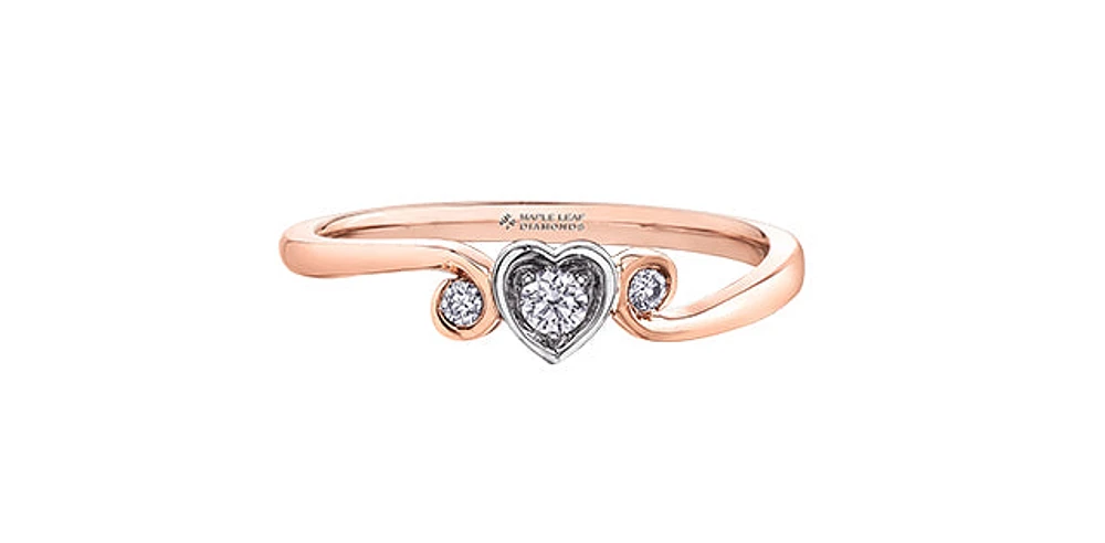 0.10 ct T.W. Canadian Diamond Heart Vine Rose Gold Ladies Ring