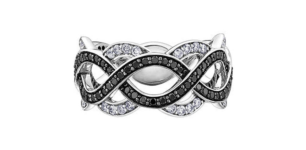 1.00 ct T.W. Enhanced Black and White Diamond Gold Infinity Dinner Ring