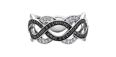 1.00 ct T.W. Enhanced Black and White Diamond Gold Infinity Dinner Ring