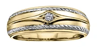 Men's 0.06ct T.W. Two Tone Gold Milgrain Band