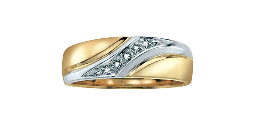 0.05 ct T.W. Matte Two Tone Gold Wedding Band