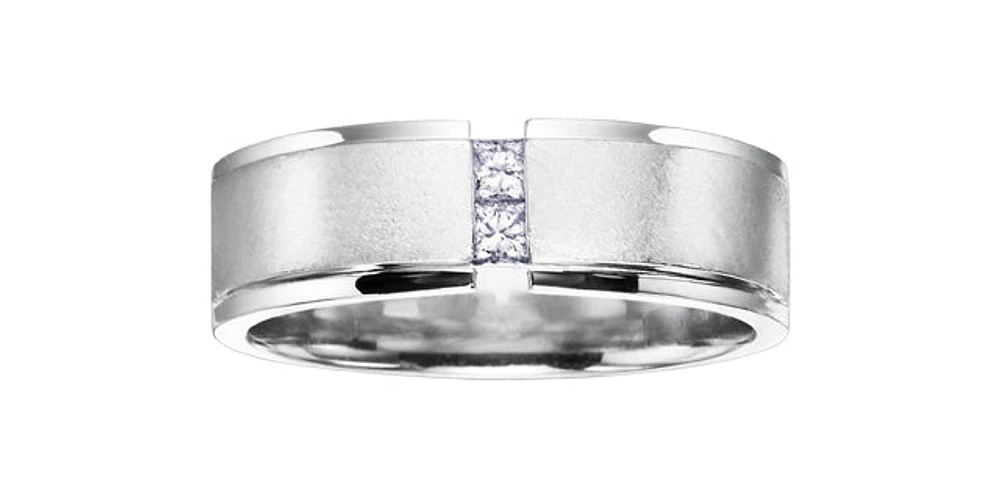 0.13 ct T.W. Satin Open Shank White Gold Wedding Band