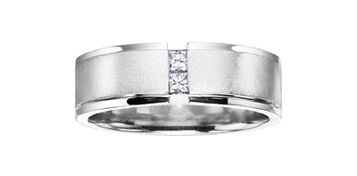 0.13 ct T.W. Satin Open Shank White Gold Wedding Band