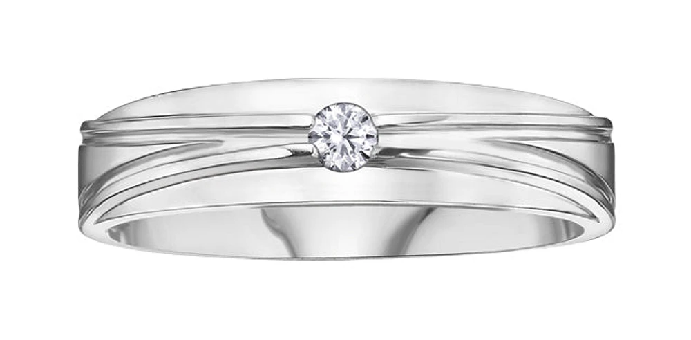 0.09 ct T.W. Solitaire White Gold Wedding Band