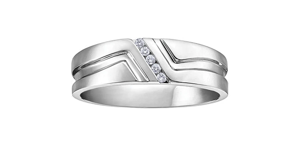 0.05 ct T.W. Five Stone Zig-Zag White Gold Wedding Band