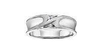 0.02 ct T.W. Concaved Edge Satin Frame White Gold Wedding Band