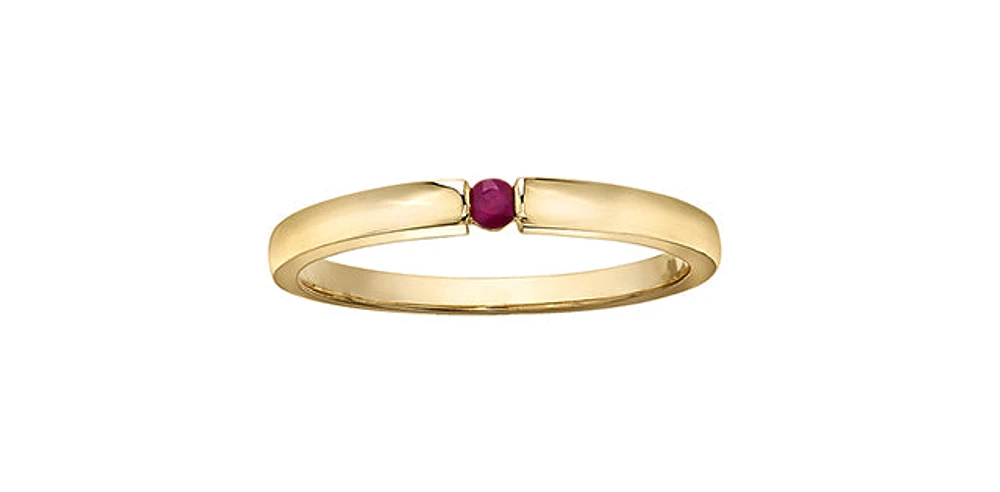 Ruby Yellow Gold Ring Stack