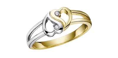 0.03 ct T.W. Yin Yang Hearts Two Tone Gold Ladies Ring