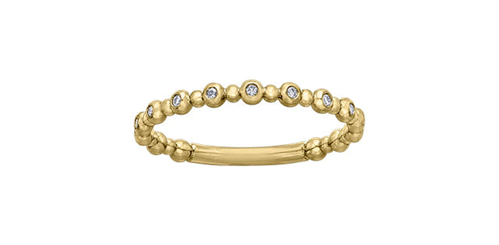 0.09 ct T.W. Diamond Yellow Gold Bead Ring Stack