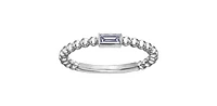 0.10 ct T.W. Baguette Diamond White Gold Bead Ring Stack