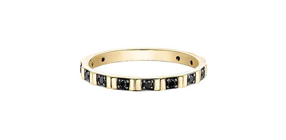 0.15 ct T.W. Black Diamond Gold Ring Stack