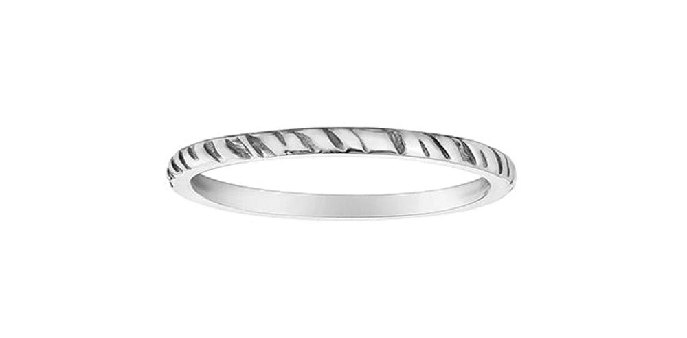 Textured Canadian Certified White Gold Ring Stack