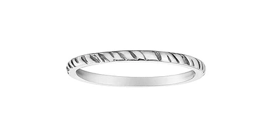 Textured Canadian Certified White Gold Ring Stack