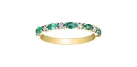 Emerald and Diamond Alternating Yellow Gold Ring Stack