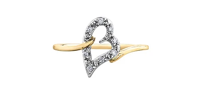 0.08 ct T.W. Titlted Heart Two Tone Gold Ladies Ring