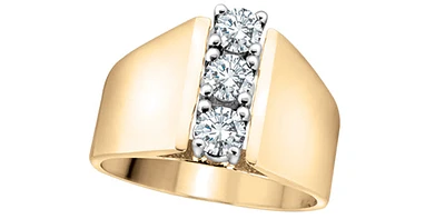 1.00 ct T.W.14K Yellow Gold Diamond Linear 3-stone Anniversary Band