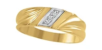 0.04 ct T.W. 3 Stones Slant Band Yellow Gold Wedding